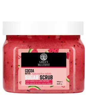 Brightening and Hydrating Body Sugar Scrub with Watermelon Extract, Cocoa Butter and Collagen Peptides, Paraben-Free, Sulfate-Free