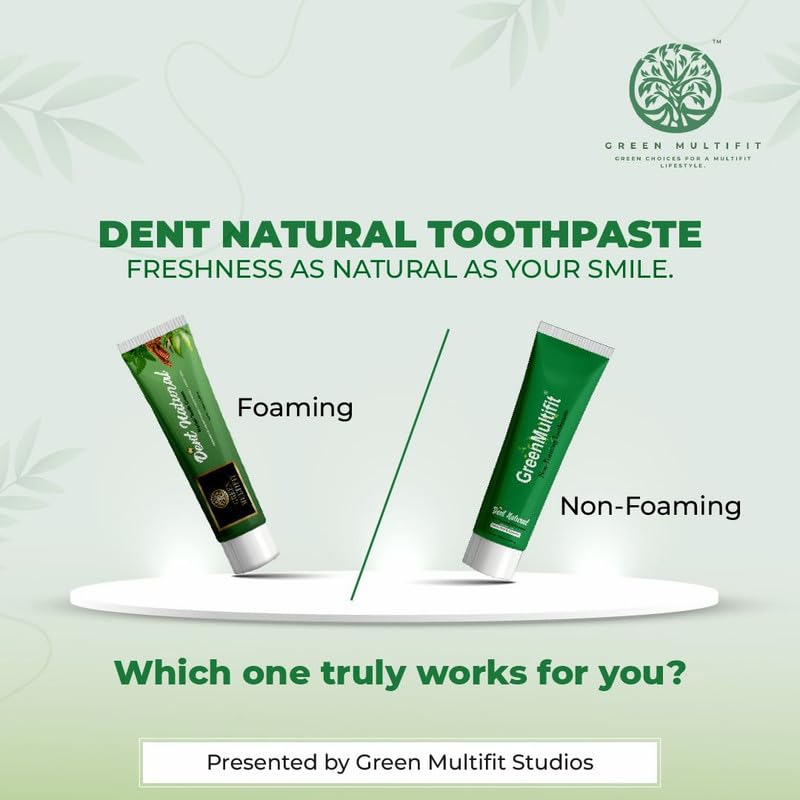 Dent Natural Herbal Toothpaste – Free from Harmful Chemical | Helps in Fresh Breath, Cavity Protection, Enamel Strength, Natural Whitening & Gum Care – 150g